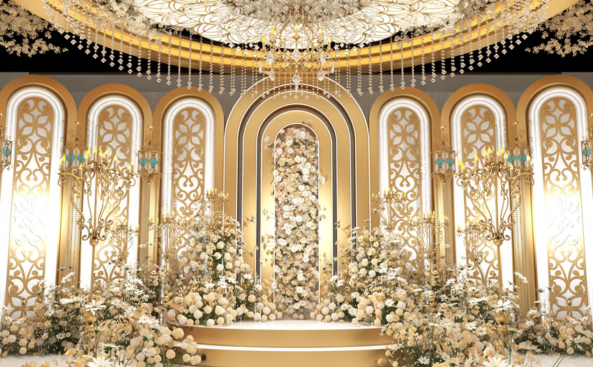 威海香槟色调婚礼堂效果展示